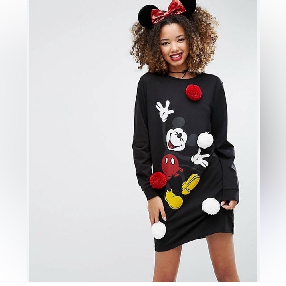 Disney ASOS PomPoms Mickey Mouse Sweater Dress